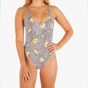 (L1) Hurley Women's Animal Print Floral One-Piece Swimsuit, Various Sizes.